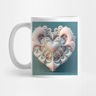 A Fractal Design in A Heart Motif Mug